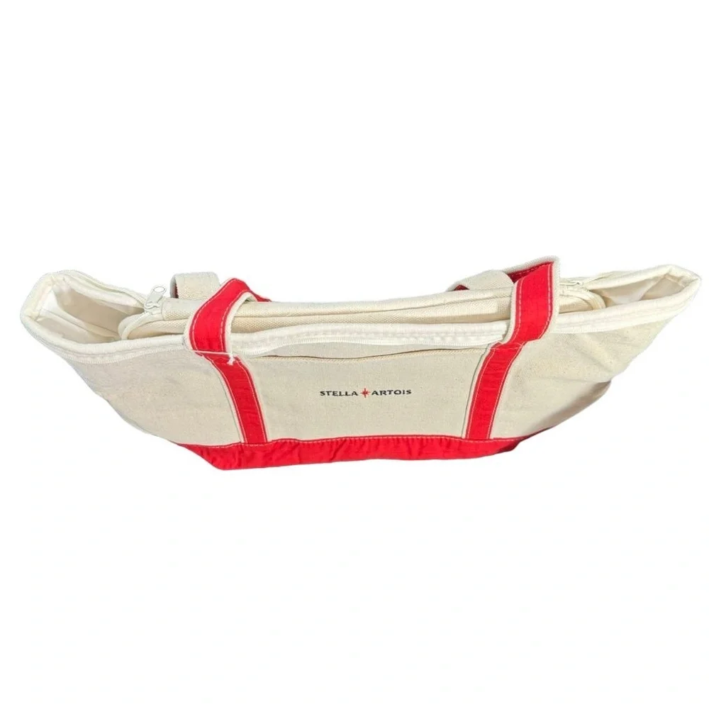 Stella Artois Canvas Tote Cooler Beverage Bag Ice Chest Red Cream‎ Unisex